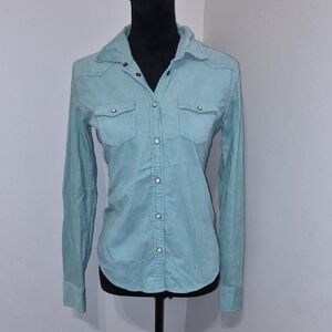 American Eagle Outfitters Teal Button-Down Shirt